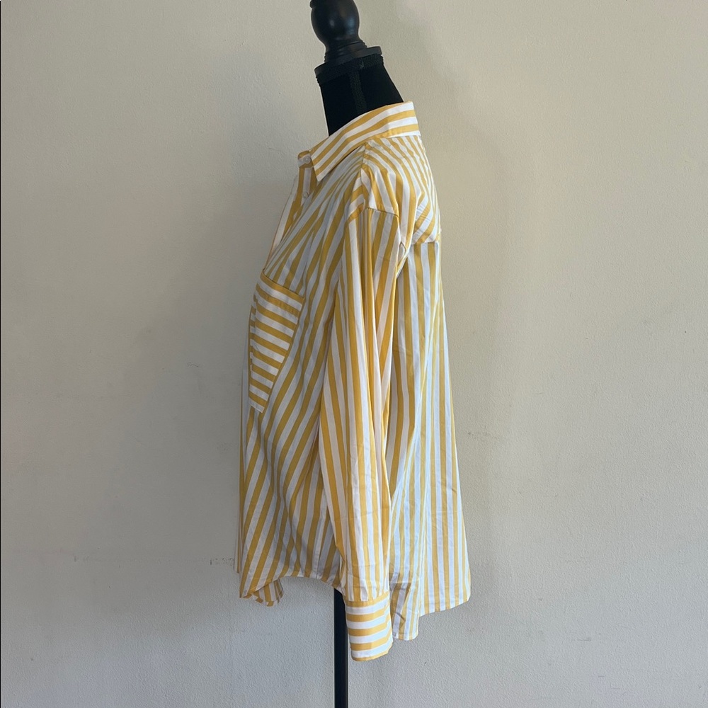 AYR Yellow and White Striped Button Down Shirt - Picture 3 of 6
